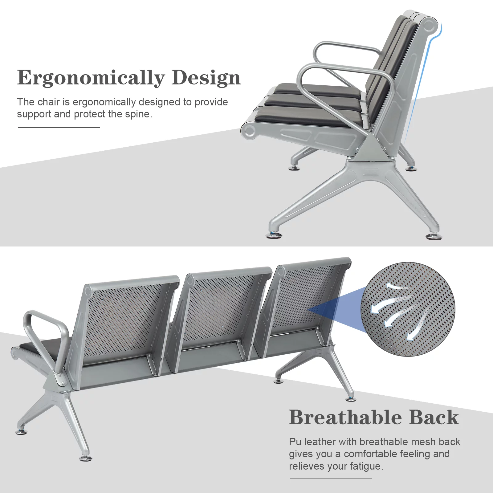 3-Seater Heavy-Duty Waiting Bench - Image 4