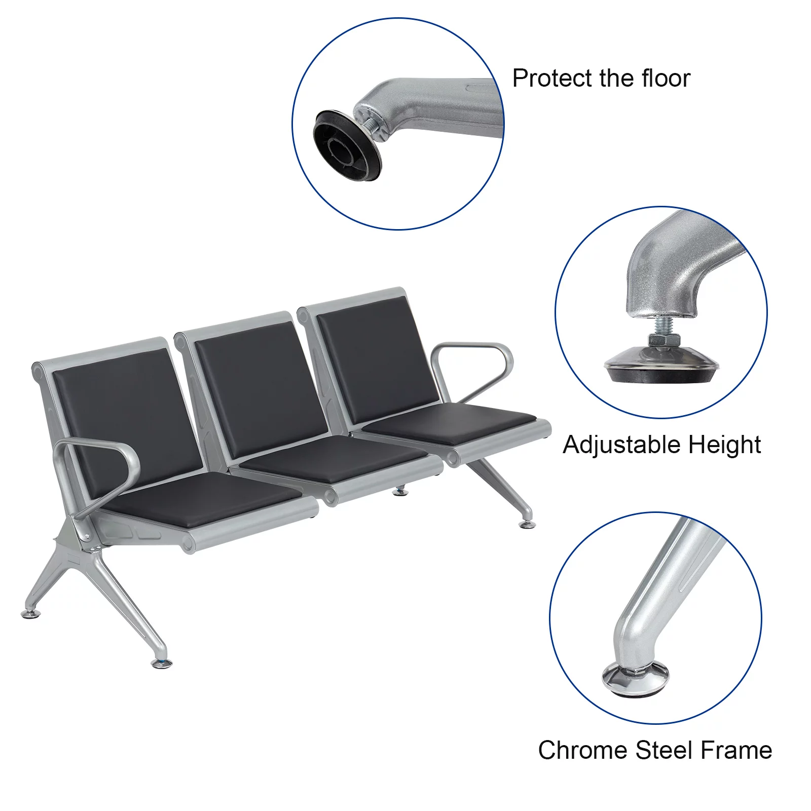 3-Seater Heavy-Duty Waiting Bench - Image 2