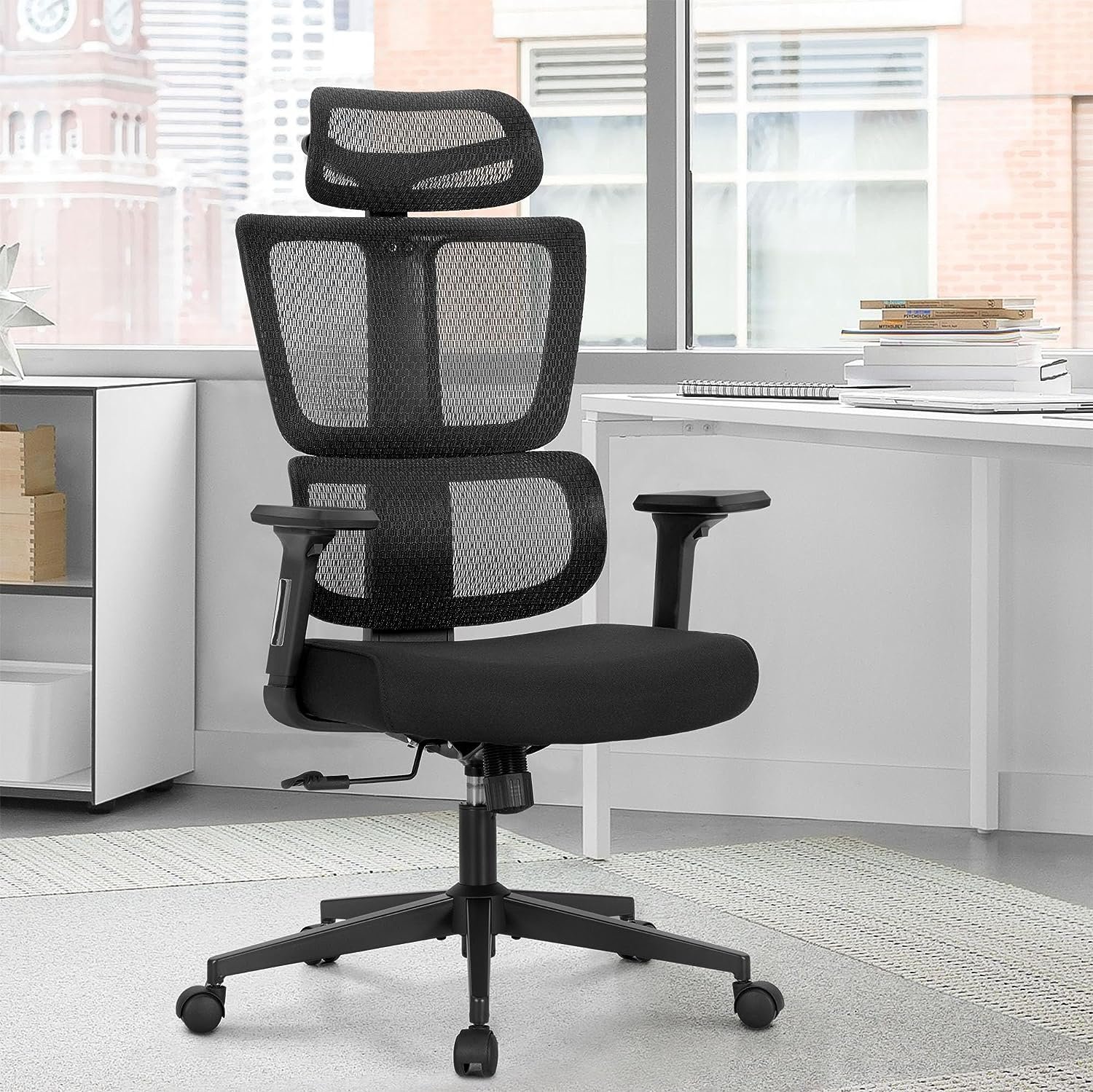 Orthopedic high-back office seat