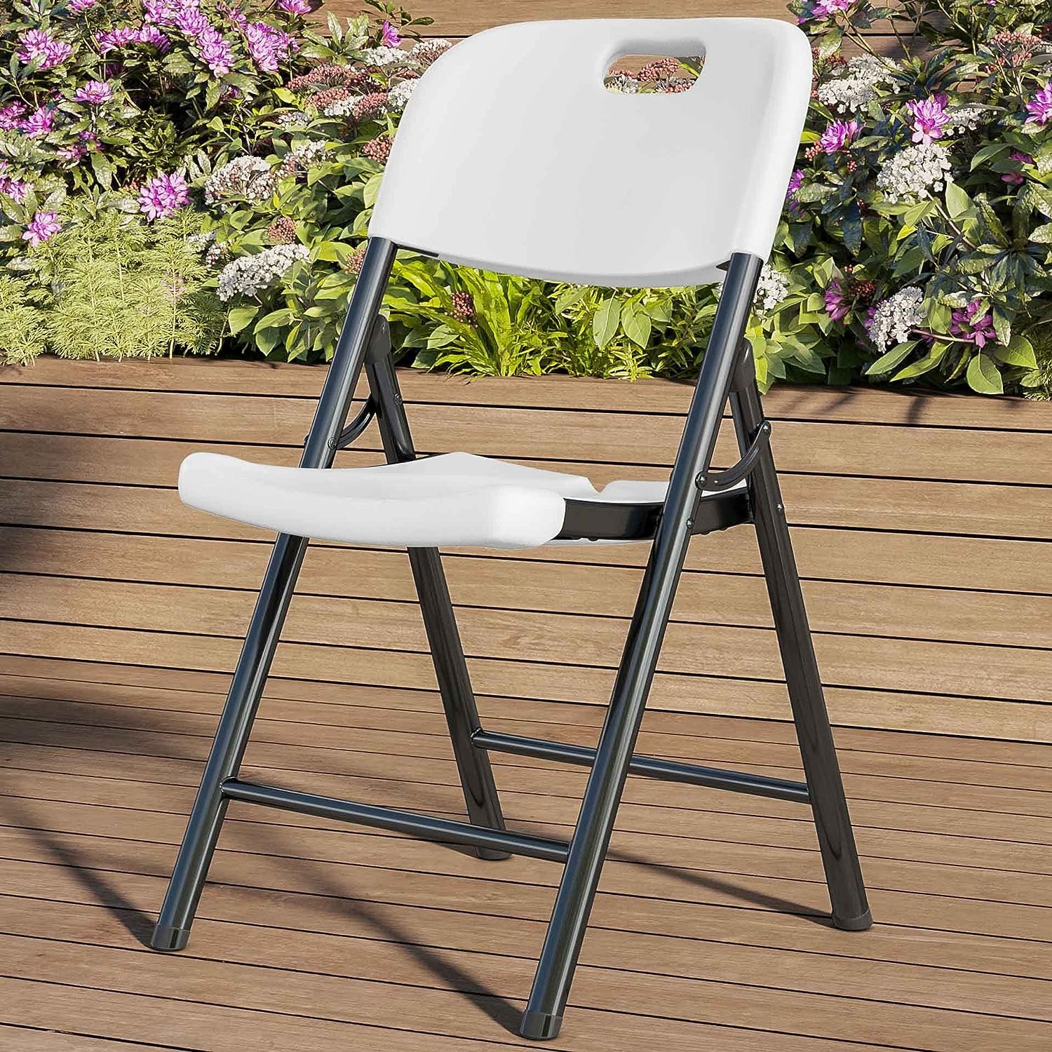 Patio white foldable chairs (plastic) - Image 2