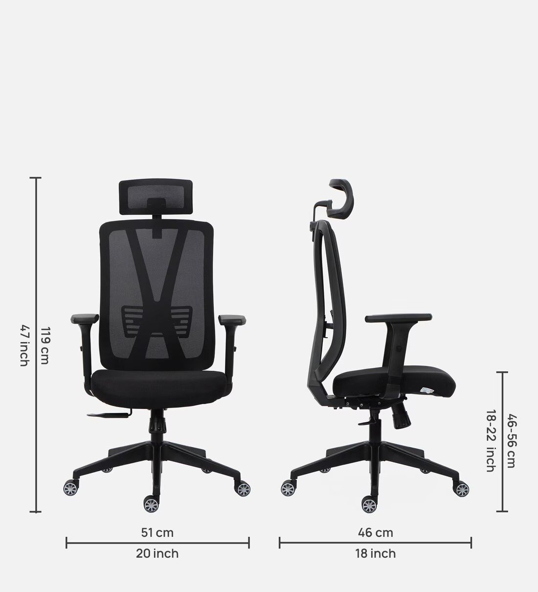 Ergo Spine Breathable Mesh Ergonomic Chair In Black Colour - Image 5
