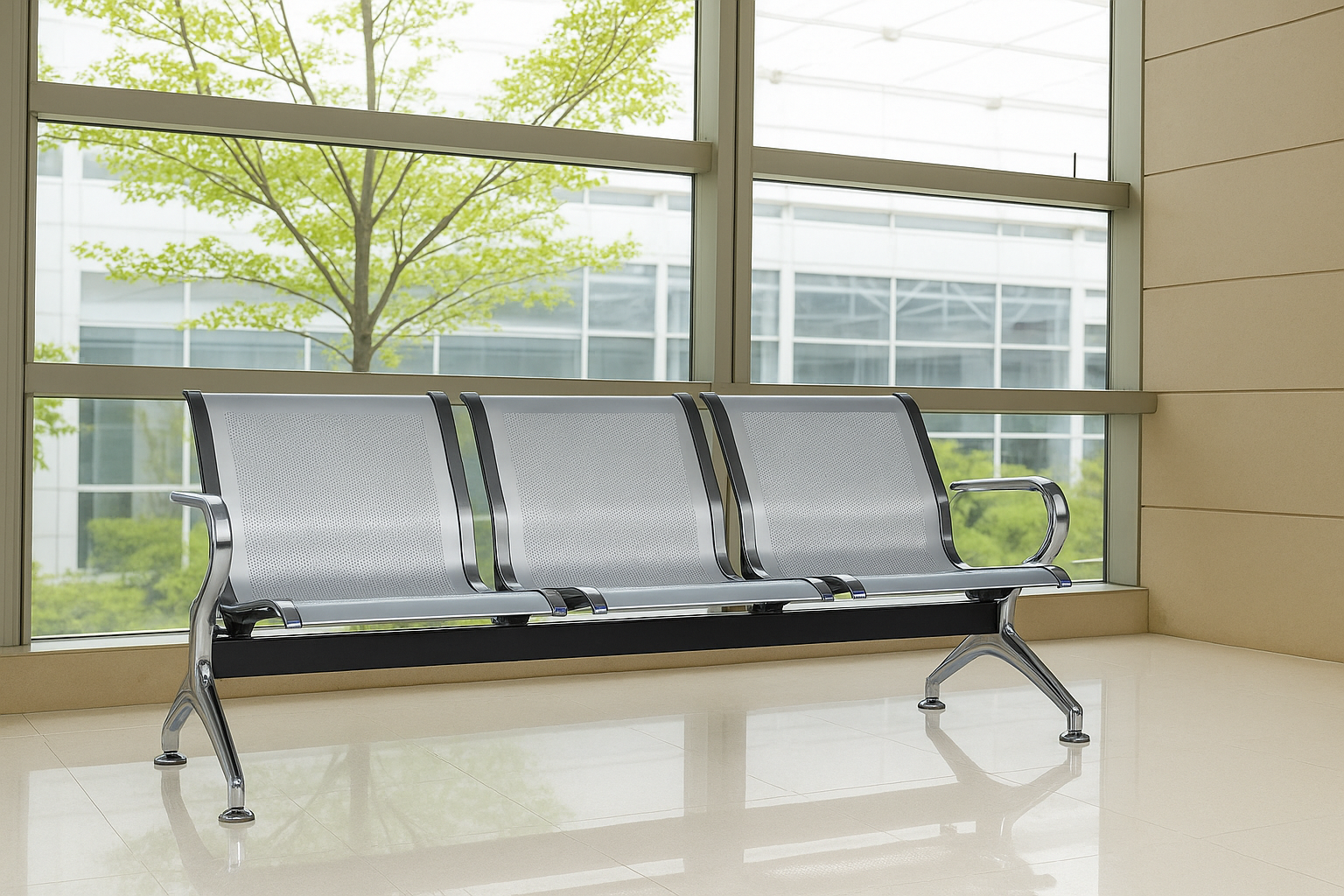 3-Link Metallic Waiting Bench