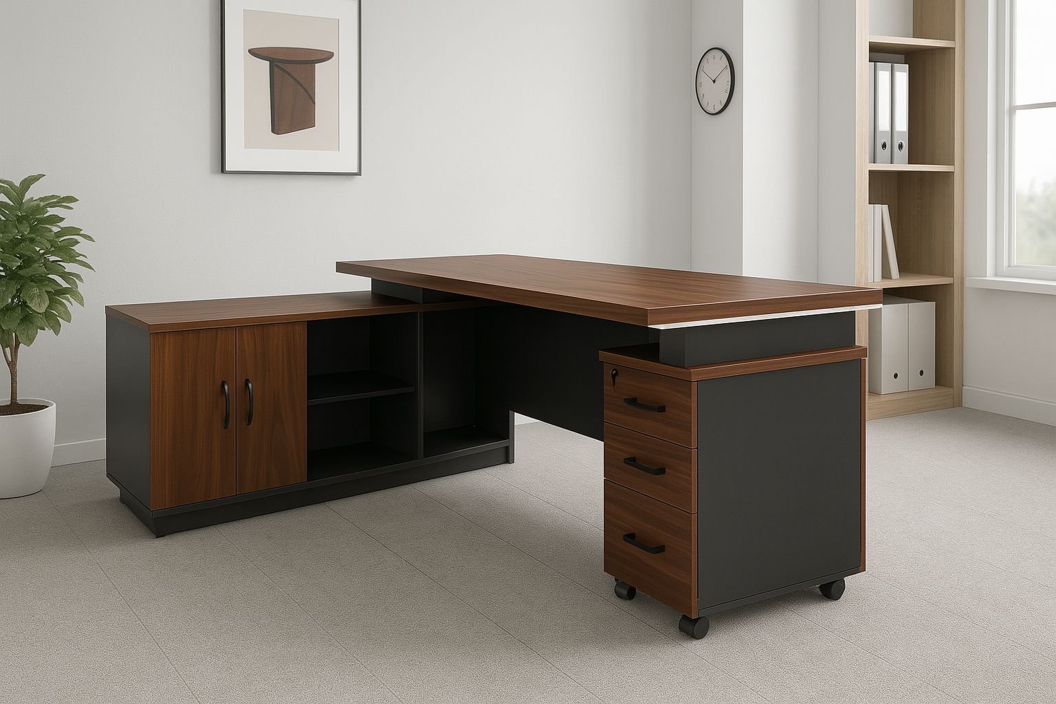1.6M L-Shaped Executive Office Desk