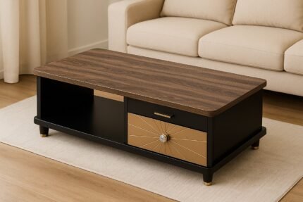 Wood-Grain Coffee Table with Drawer
