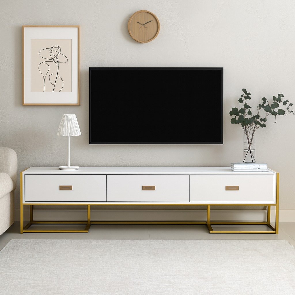 White & Gold TV Stand