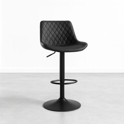 Quilted Black Bar Stool