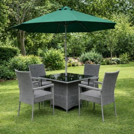 4-Seater Outdoor Dining Set with Umbrella